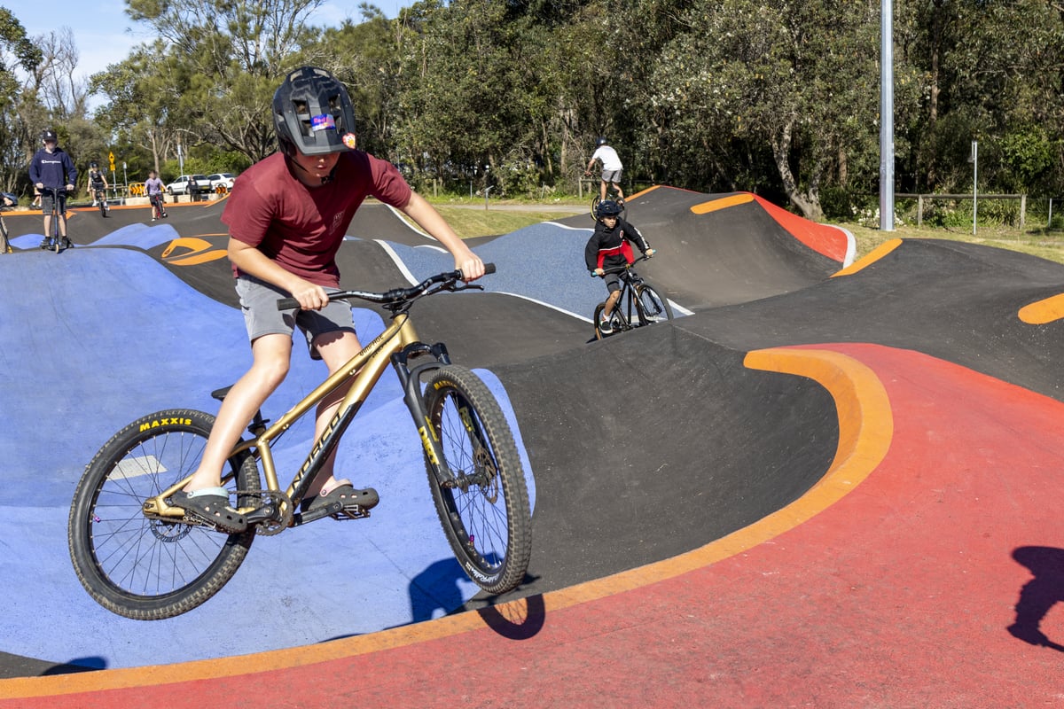 BMX track with boy on bike 